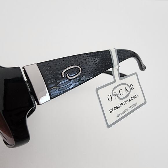Oscar de la Renta Large Black Animal Print Rounded Square Sunglasses main image 4